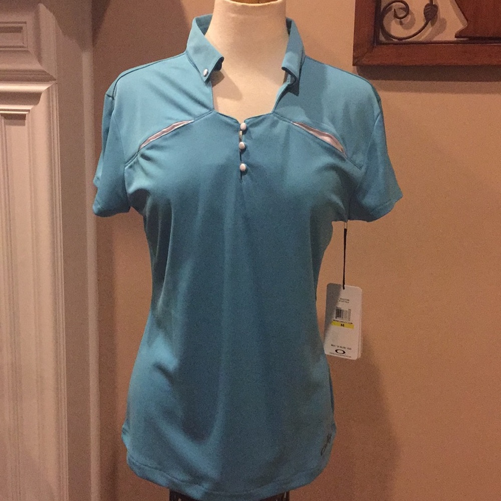 Ladies Blue Oakley Golf Shirt Size M
